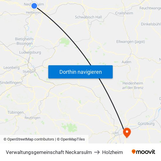 Verwaltungsgemeinschaft Neckarsulm to Holzheim map