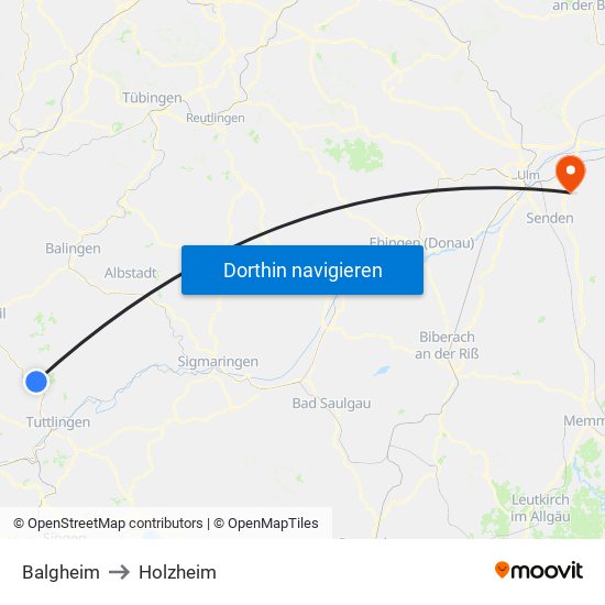 Balgheim to Holzheim map