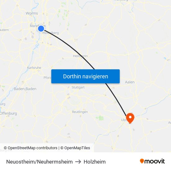 Neuostheim/Neuhermsheim to Holzheim map