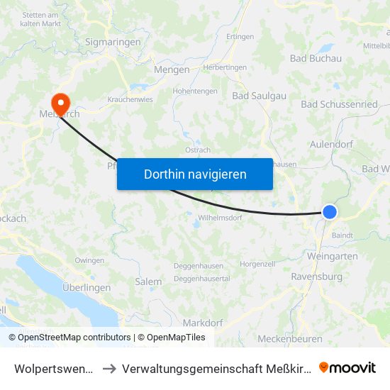 Wolpertswende to Verwaltungsgemeinschaft Meßkirch map