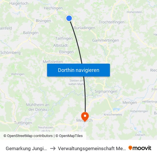 Gemarkung Jungingen to Verwaltungsgemeinschaft Meßkirch map