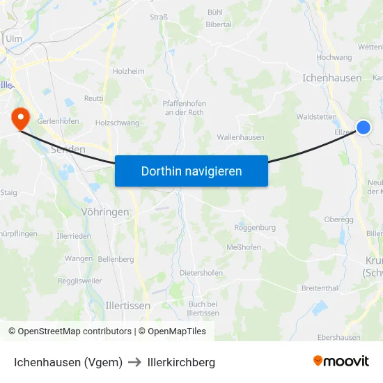 Ichenhausen (Vgem) to Illerkirchberg map