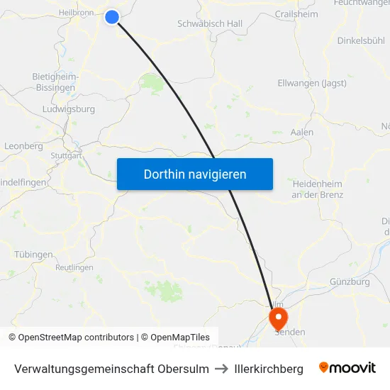 Verwaltungsgemeinschaft Obersulm to Illerkirchberg map