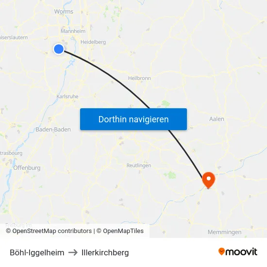 Böhl-Iggelheim to Illerkirchberg map