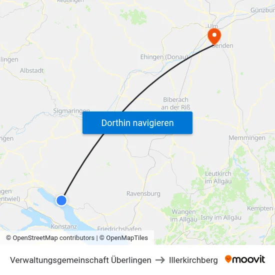 Verwaltungsgemeinschaft Überlingen to Illerkirchberg map