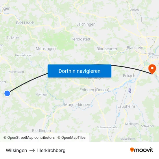 Wilsingen to Illerkirchberg map