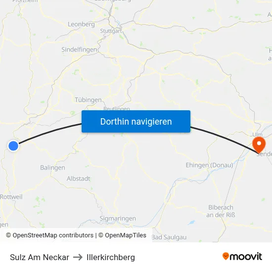 Sulz Am Neckar to Illerkirchberg map