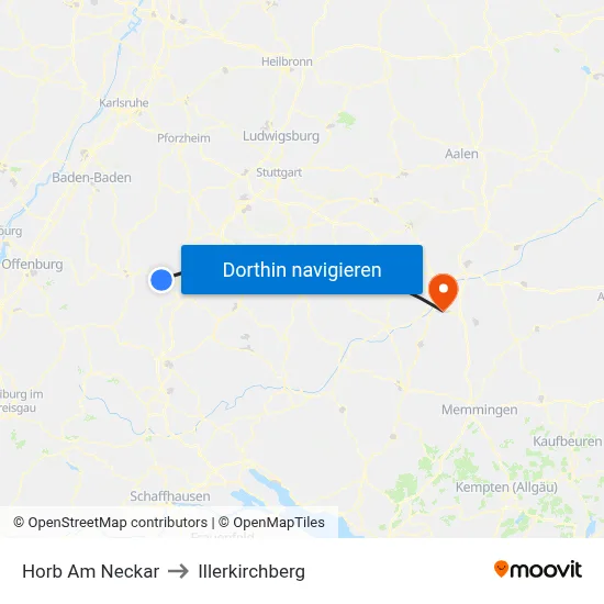 Horb Am Neckar to Illerkirchberg map