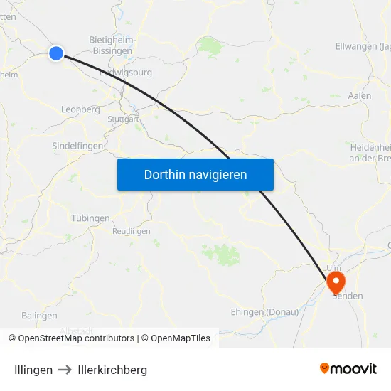 Illingen to Illerkirchberg map