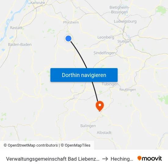 Verwaltungsgemeinschaft Bad Liebenzell to Hechingen map
