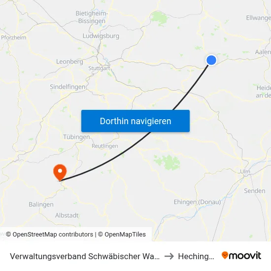 Verwaltungsverband Schwäbischer Wald to Hechingen map