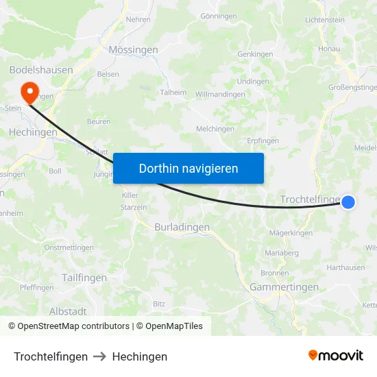 Trochtelfingen to Hechingen map