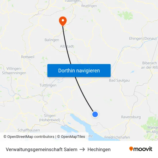 Verwaltungsgemeinschaft Salem to Hechingen map