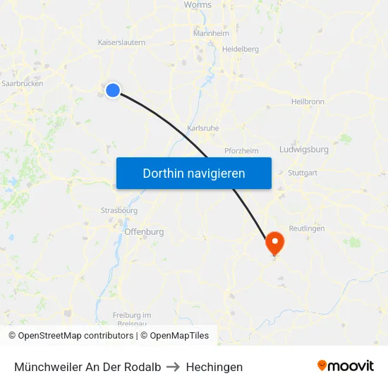 Münchweiler An Der Rodalb to Hechingen map