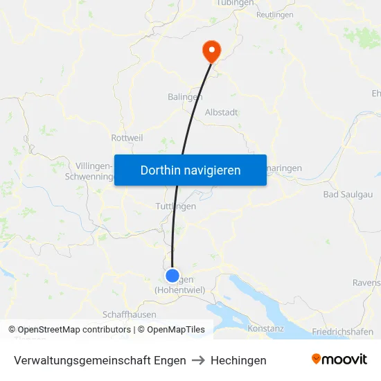 Verwaltungsgemeinschaft Engen to Hechingen map
