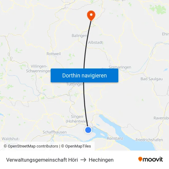 Verwaltungsgemeinschaft Höri to Hechingen map