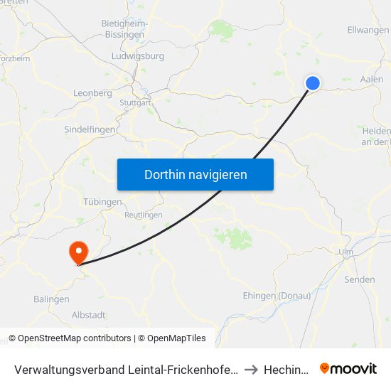 Verwaltungsverband Leintal-Frickenhofer Höhe to Hechingen map