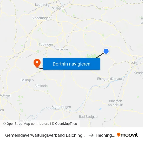 Gemeindeverwaltungsverband Laichinger Alb to Hechingen map
