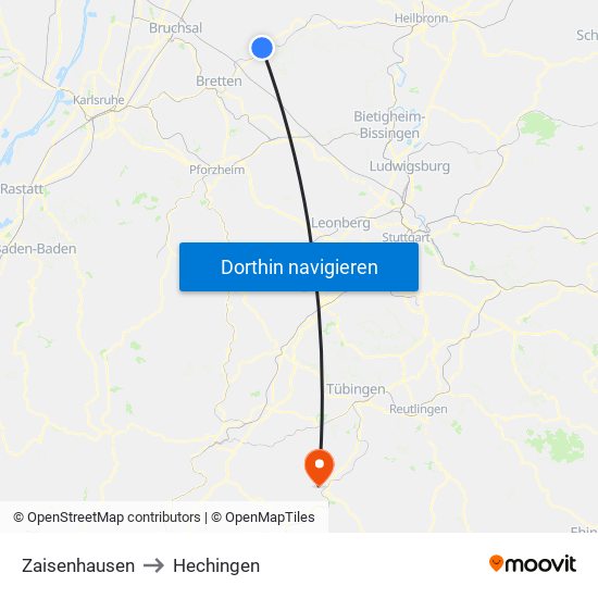 Zaisenhausen to Hechingen map