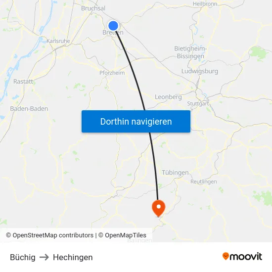 Büchig to Hechingen map