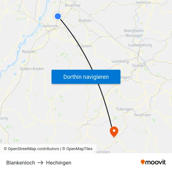 Blankenloch to Hechingen map
