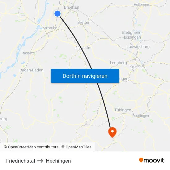 Friedrichstal to Hechingen map