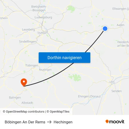 Böbingen An Der Rems to Hechingen map