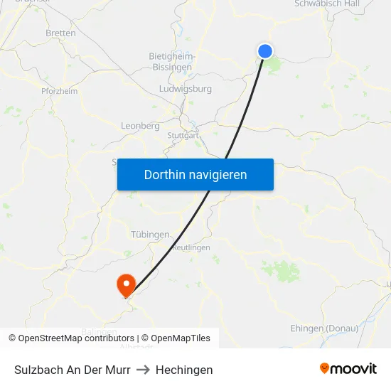 Sulzbach An Der Murr to Hechingen map