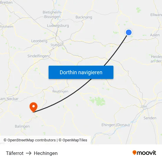 Täferrot to Hechingen map