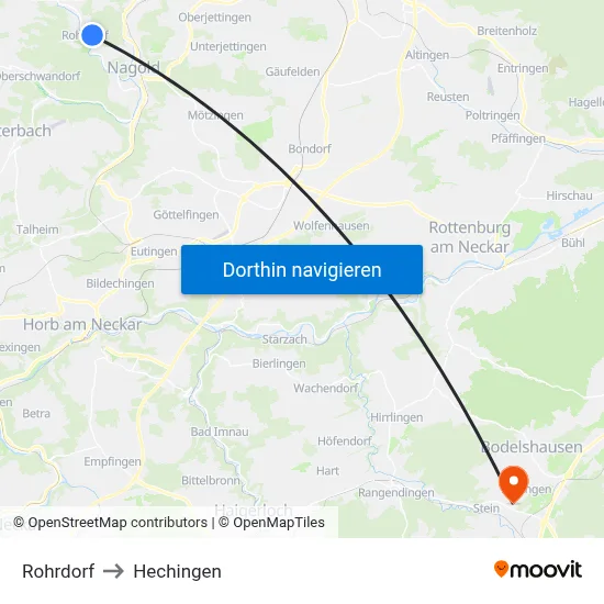 Rohrdorf to Hechingen map
