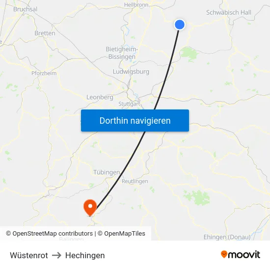 Wüstenrot to Hechingen map