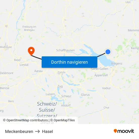 Meckenbeuren to Hasel map