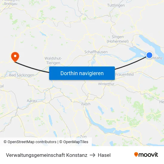 Verwaltungsgemeinschaft Konstanz to Hasel map