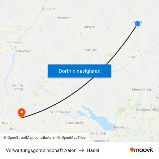 Verwaltungsgemeinschaft Aalen to Hasel map