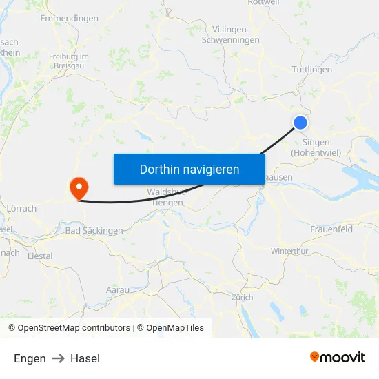 Engen to Hasel map