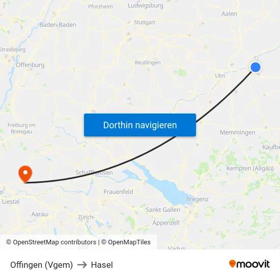 Offingen (Vgem) to Hasel map