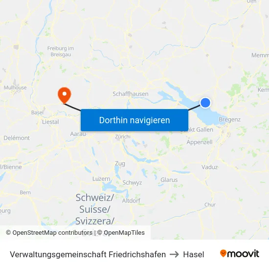 Verwaltungsgemeinschaft Friedrichshafen to Hasel map