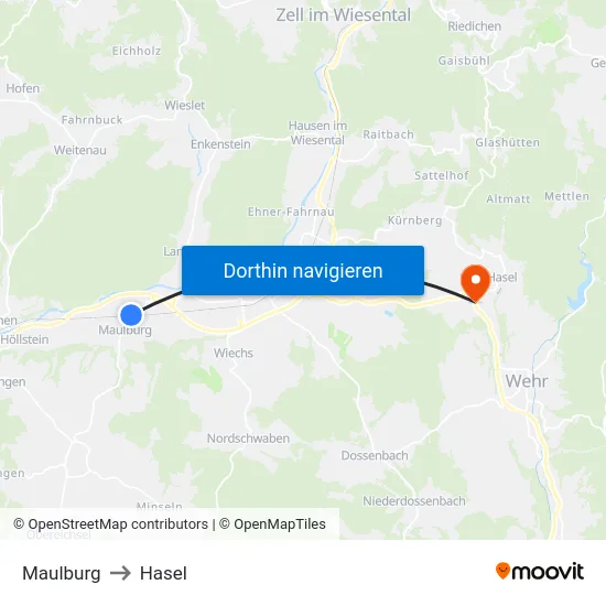 Maulburg to Hasel map