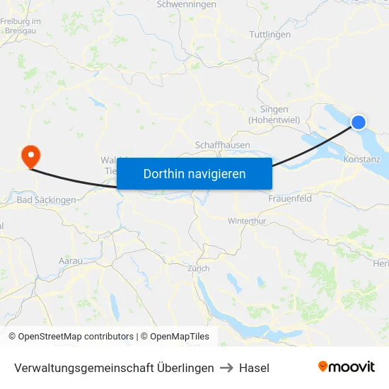 Verwaltungsgemeinschaft Überlingen to Hasel map