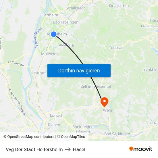 Vvg Der Stadt Heitersheim to Hasel map