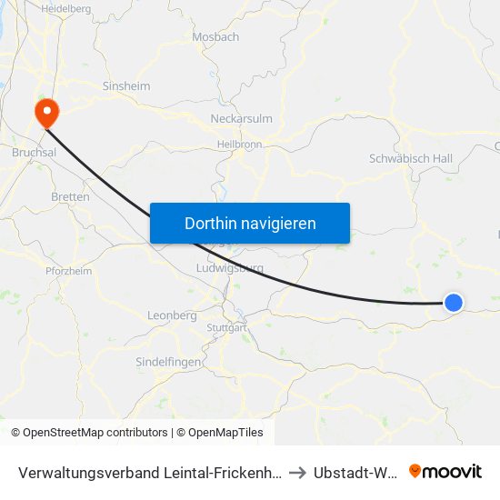 Verwaltungsverband Leintal-Frickenhofer Höhe to Ubstadt-Weiher map