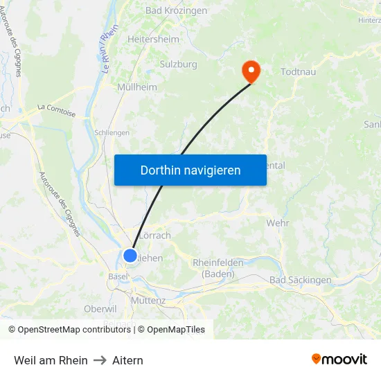 Weil am Rhein to Aitern map