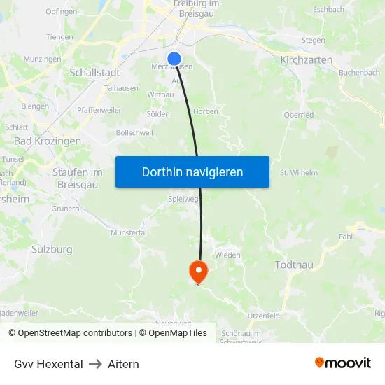 Gvv Hexental to Aitern map