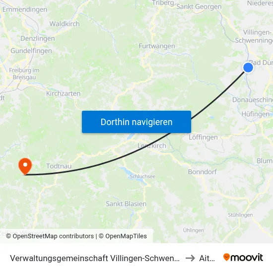 Verwaltungsgemeinschaft Villingen-Schwenningen to Aitern map