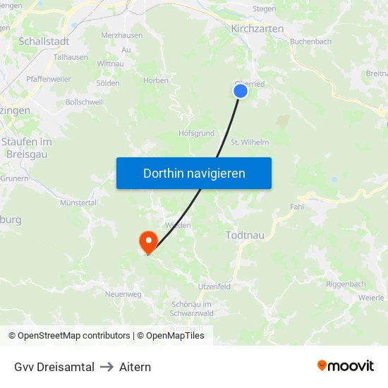 Gvv Dreisamtal to Aitern map