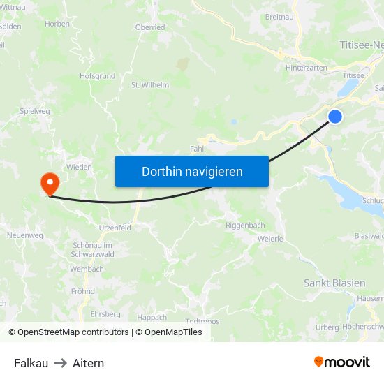 Falkau to Aitern map