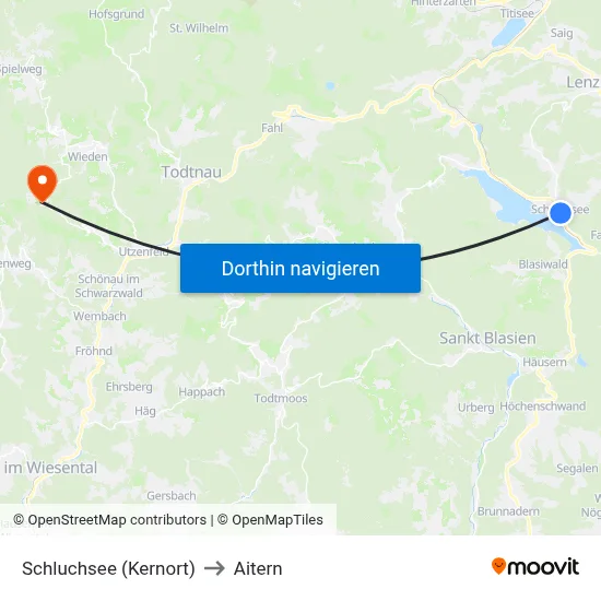 Schluchsee (Kernort) to Aitern map