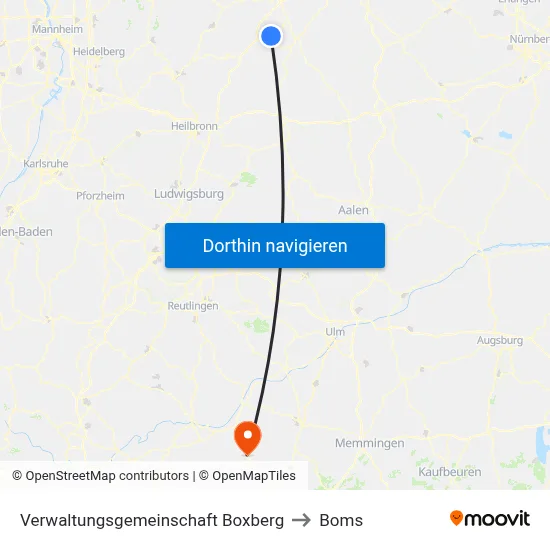 Verwaltungsgemeinschaft Boxberg to Boms map