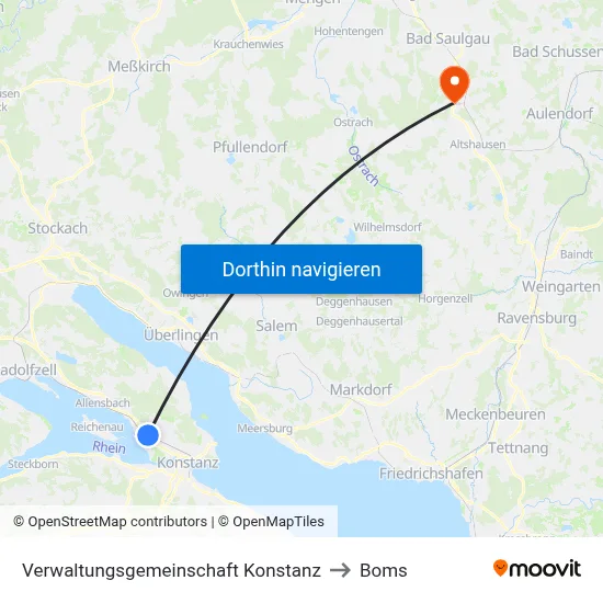 Verwaltungsgemeinschaft Konstanz to Boms map
