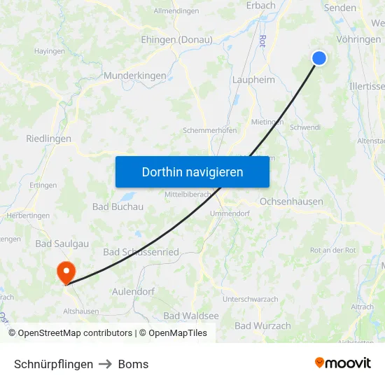 Schnürpflingen to Boms map